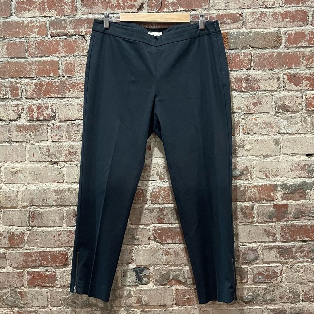 Eileen Fisher Ankle Zip Slim Black Organic Cotton Stretch Pants‎ M